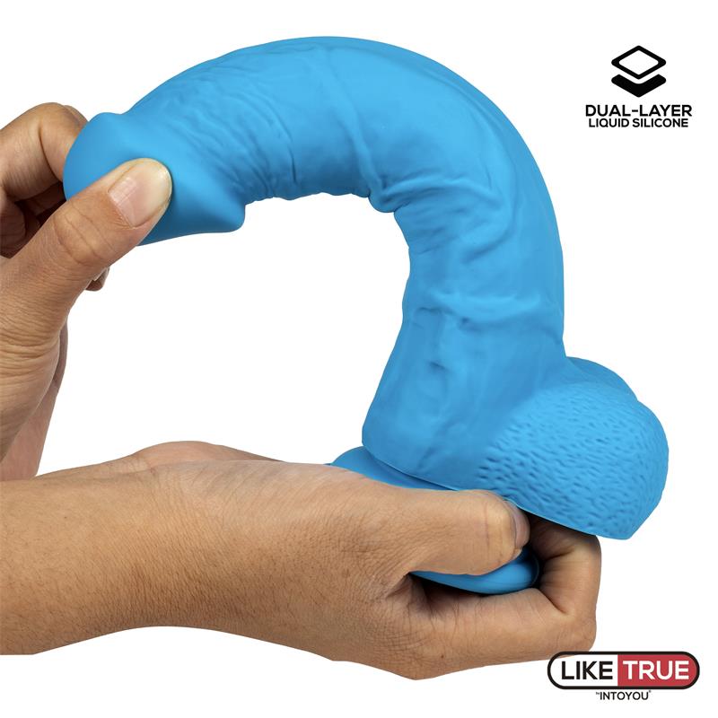 LIKETRUE - DILDO REALISTA SILICONA LÍQUIDA DUAL LAYER 8 AZUL