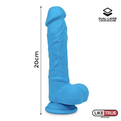 LIKETRUE - DILDO REALISTA SILICONA LÍQUIDA DUAL LAYER 8 AZUL