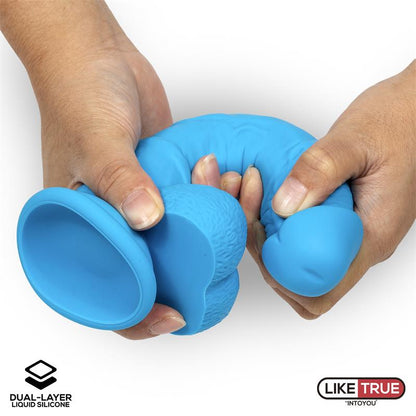 LIKETRUE - DILDO REALISTA SILICONA LÍQUIDA DUAL LAYER 8 AZUL