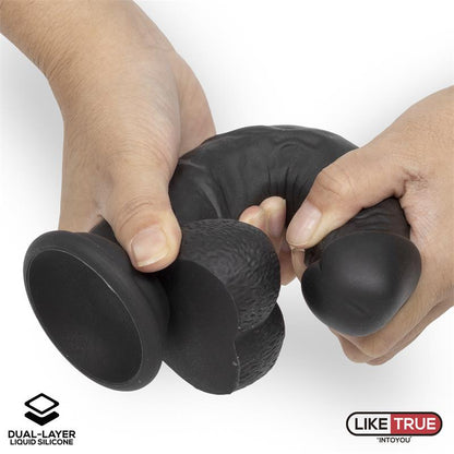 LIKETRUE - DILDO REALISTA SILICONA LÍQUIDA DUAL LAYER 8 NEGRA