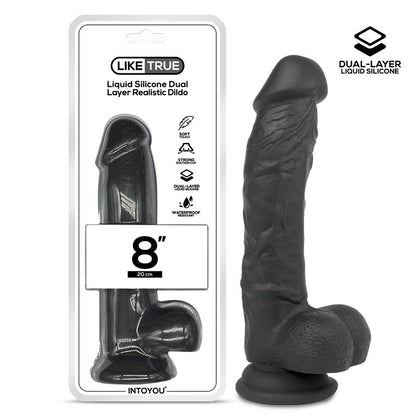 LIKETRUE - DILDO REALISTA SILICONA LÍQUIDA DUAL LAYER 8 NEGRA