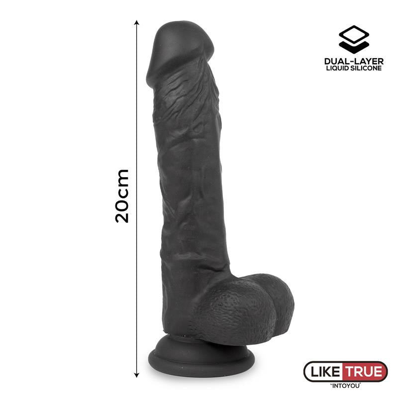 LIKETRUE - DILDO REALISTA SILICONA LÍQUIDA DUAL LAYER 8 NEGRA
