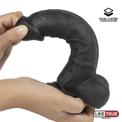 LIKETRUE - DILDO REALISTA SILICONA LÍQUIDA DUAL LAYER 8 NEGRA