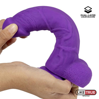 LIKETRUE - DILDO REALISTA SILICONA LÍQUIDA DUAL LAYER 8 PÚRPURA