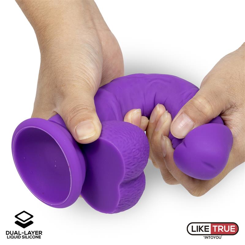 LIKETRUE - DILDO REALISTA SILICONA LÍQUIDA DUAL LAYER 8 PÚRPURA