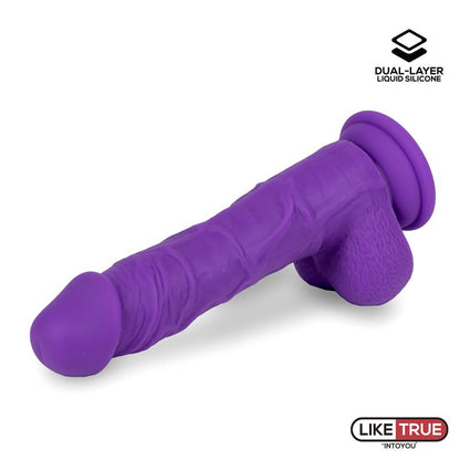 LIKETRUE - DILDO REALISTA SILICONA LÍQUIDA DUAL LAYER 8 PÚRPURA