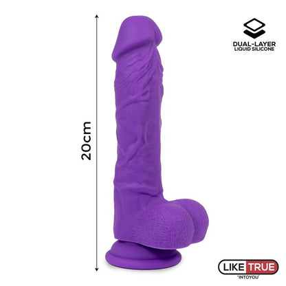LIKETRUE - DILDO REALISTA SILICONA LÍQUIDA DUAL LAYER 8 PÚRPURA
