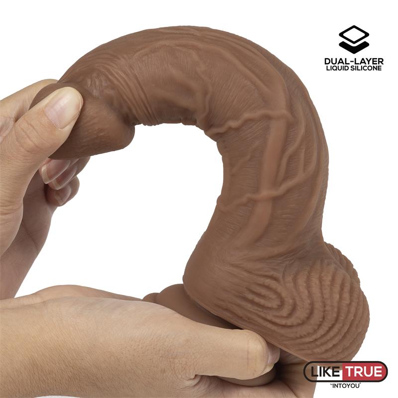 LIKETRUE - DILDO REALISTA SILICONA LÍQUIDA DUAL LAYER 8.25 BRONCEADO