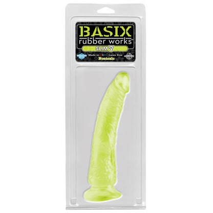 BASIX RUBBER WORKS - DILDO SLIM 17,78 CM BRILLA EN LA OSCURIDAD