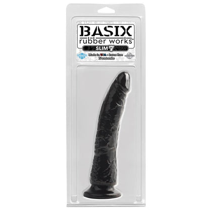 BASIX RUBBER WORKS - DILDO SLIM 17,78 CM CON VENTOSA - COLOR NEGRO