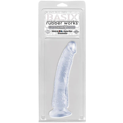 BASIX RUBBER WORKS - DILDO SLIM 17,78 CM CON VENTOSA - TRANSPARENTE