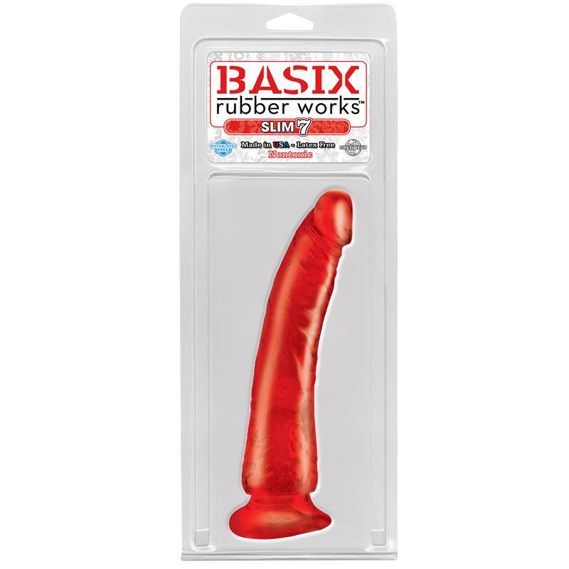 BASIX RUBBER WORKS - DILDO SLIM 17,78 CM ROJO