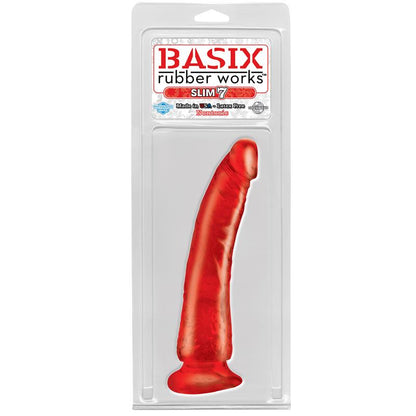 BASIX RUBBER WORKS - DILDO SLIM 17,78 CM ROJO