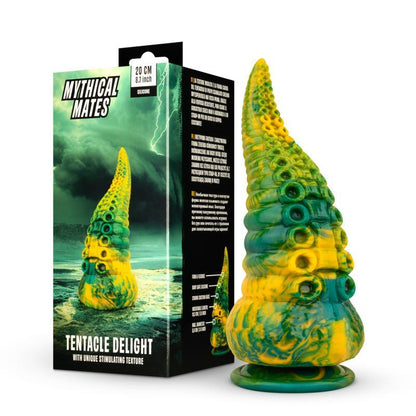 MYTHICAL MATES - DILDO TENTACLE DELIGHT VERDE Y AMARILLO 22.4 CM - 8.8