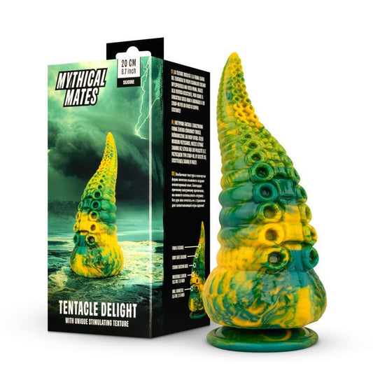 MYTHICAL MATES - DILDO TENTACLE DELIGHT VERDE Y AMARILLO 22.4 CM - 8.8