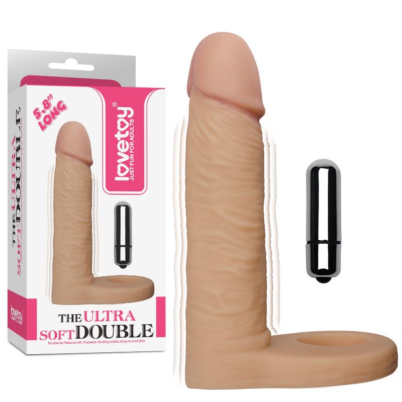 LOVETOY - DILDO THE ULTRA SOFT DOUBLE CON VIBRACIÓN 5.8 NATURAL