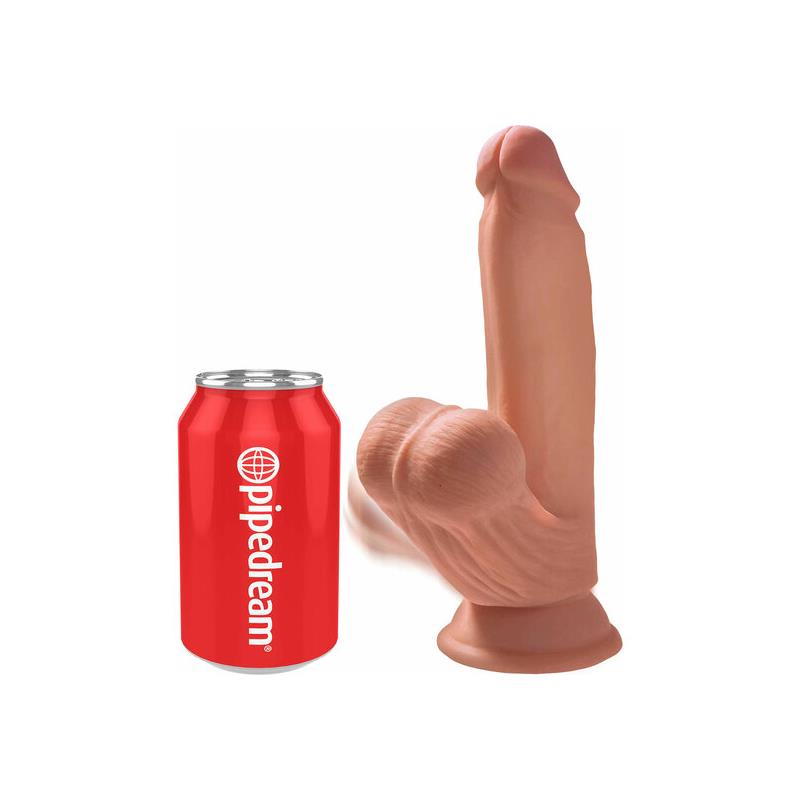 KING COCK - DILDO TRIPLE DENSIDAD TESTÍCULOS OSCILANTES 7 CARAMELO