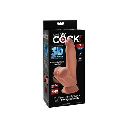 KING COCK - DILDO TRIPLE DENSIDAD TESTÍCULOS OSCILANTES 7 CARAMELO