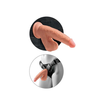 KING COCK - DILDO TRIPLE DENSIDAD TESTÍCULOS OSCILANTES 7 CARAMELO