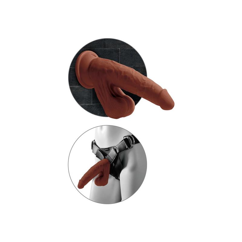 KING COCK - DILDO TRIPLE DENSIDAD TESTÍCULOS OSCILANTES 8 CARAMELO