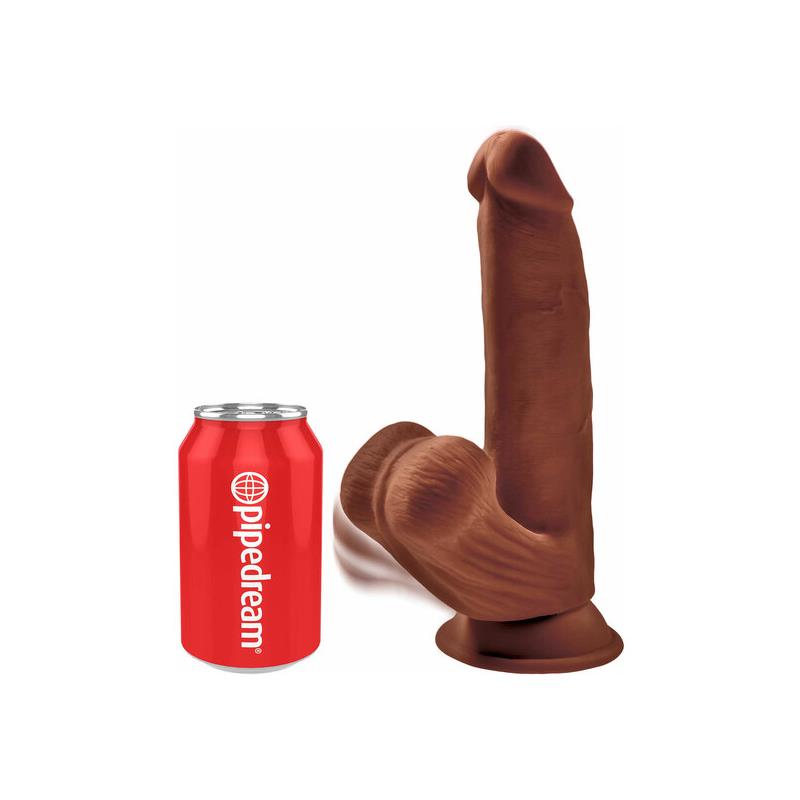 KING COCK - DILDO TRIPLE DENSIDAD TESTÍCULOS OSCILANTES 8 CARAMELO