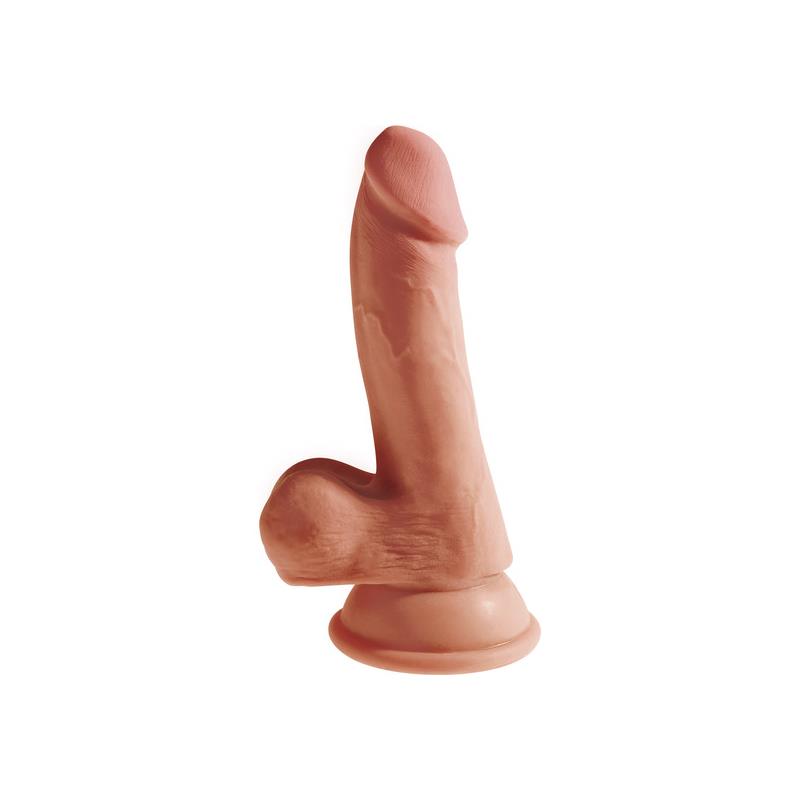 KING COCK - DILDO TRIPLE DENSIDAD CON TESTÍCULOS 6.5 CARAMELO