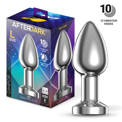 AFTERDARK - DIMPOR PLUG ANAL CROMADO COM VIBRAÇÃO USB MAGNÉTICO TAMANHO L