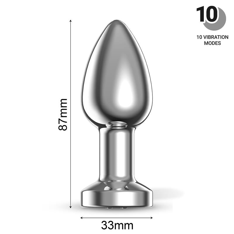 AFTERDARK - DIMPOR PLUG ANAL CROMADO CON VIBRACIÓN USB MAGNÉTICO TALLA M