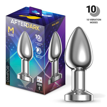 AFTERDARK - DIMPOR PLUG ANAL CROMADO CON VIBRACIÓN USB MAGNÉTICO TALLA M