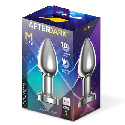 AFTERDARK - DIMPOR PLUG ANAL CROMADO CON VIBRACIÓN USB MAGNÉTICO TALLA M