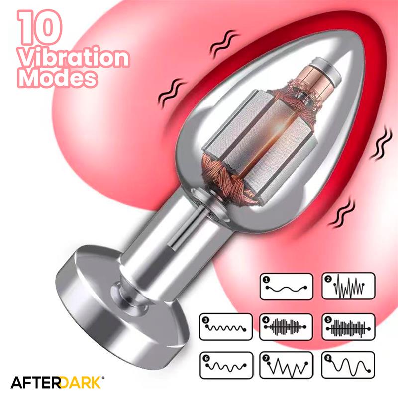 AFTERDARK - DIMPOR PLUG ANAL CROMADO CON VIBRACIÓN USB MAGNÉTICO TALLA S