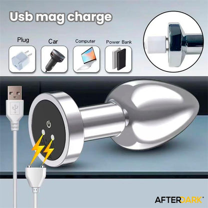 AFTERDARK - DIMPOR PLUG ANAL CROMADO CON VIBRACIÓN USB MAGNÉTICO TALLA S