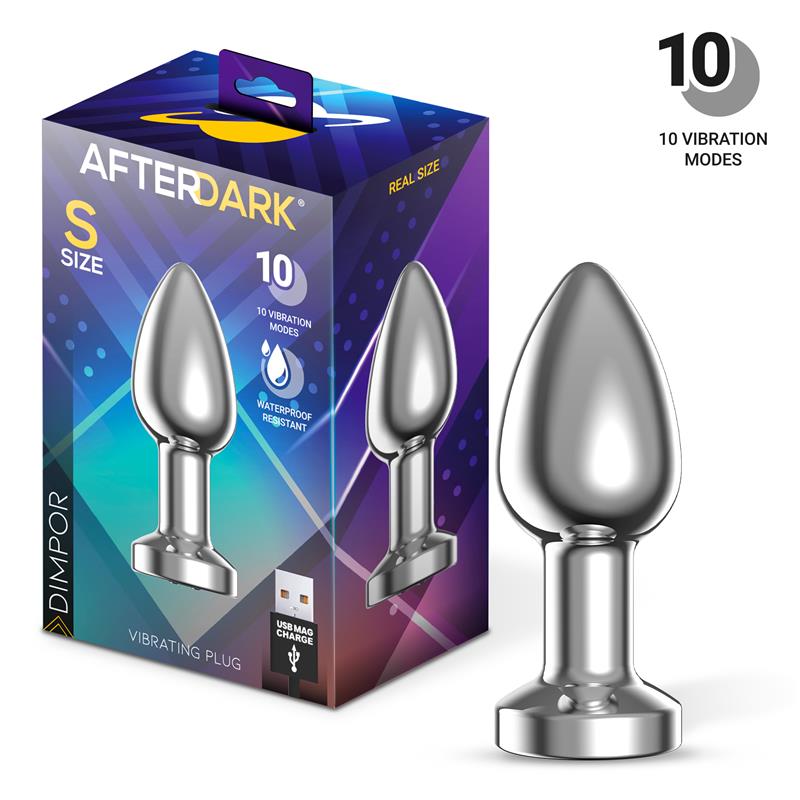 AFTERDARK - DIMPOR PLUG ANAL CROMADO CON VIBRACIÓN USB MAGNÉTICO TALLA S
