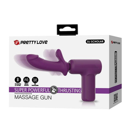 PRETTYLOVE - DJ SCHOLAR PISTOLA DE MASAJE CON DILDO FUNCION EMPUJE PÚRPURA
