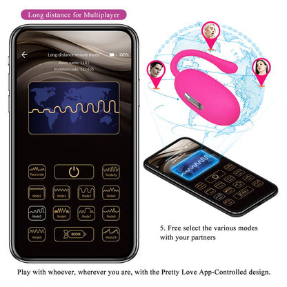 PRETTYLOVE - DOREEN HUEVO VIBRADOR CON ELECTRO SHOCK Y APP