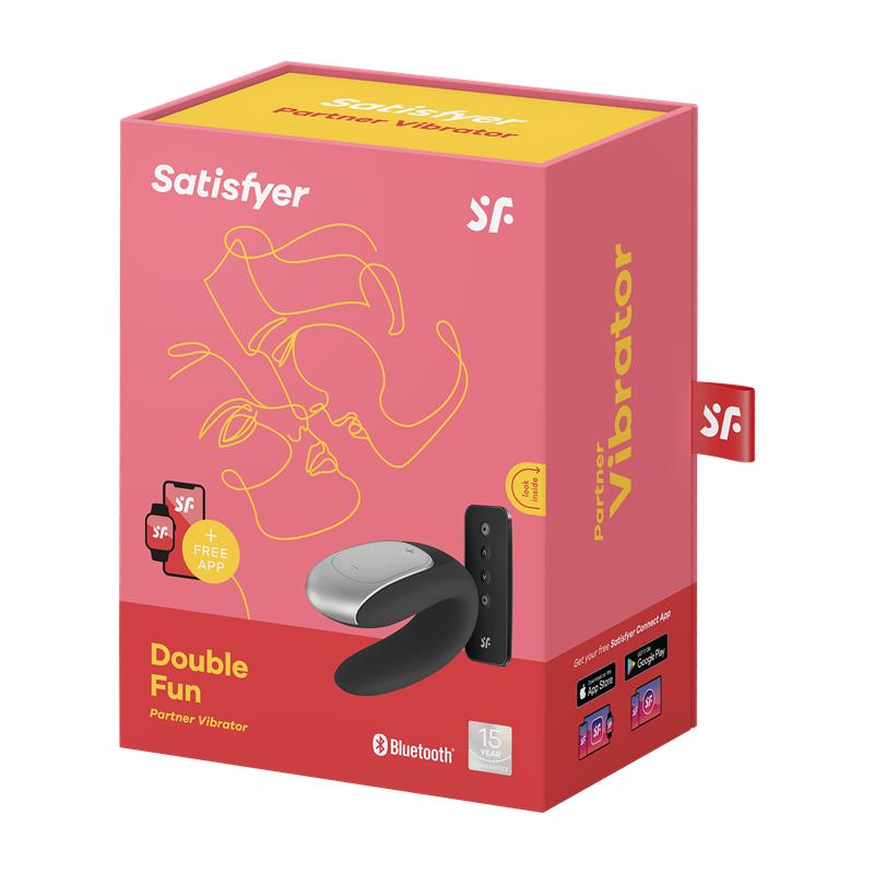 SATISFYER - DOUBLE FUN VIBRADOR PARA PAREJAS CON APP Y CONTROL REMOTO NEGRO