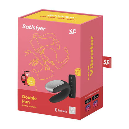 SATISFYER - DOUBLE FUN VIBRADOR PARA PAREJAS CON APP Y CONTROL REMOTO NEGRO