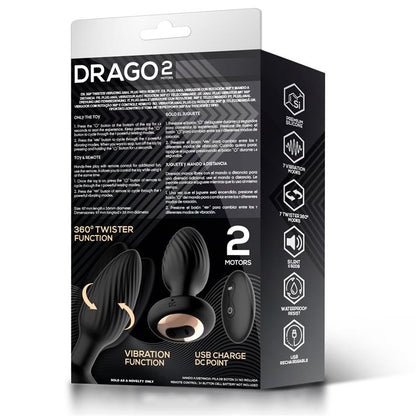 INTOYOU - DRAGO PLUG ANAL VIBRACIÓN, MOVIMIENTO TWISTER 360º Y CONTROL REMOTO