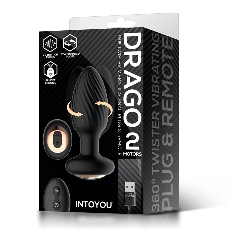 INTOYOU - DRAGO PLUG ANAL VIBRACIÓN, MOVIMIENTO TWISTER 360º Y CONTROL REMOTO