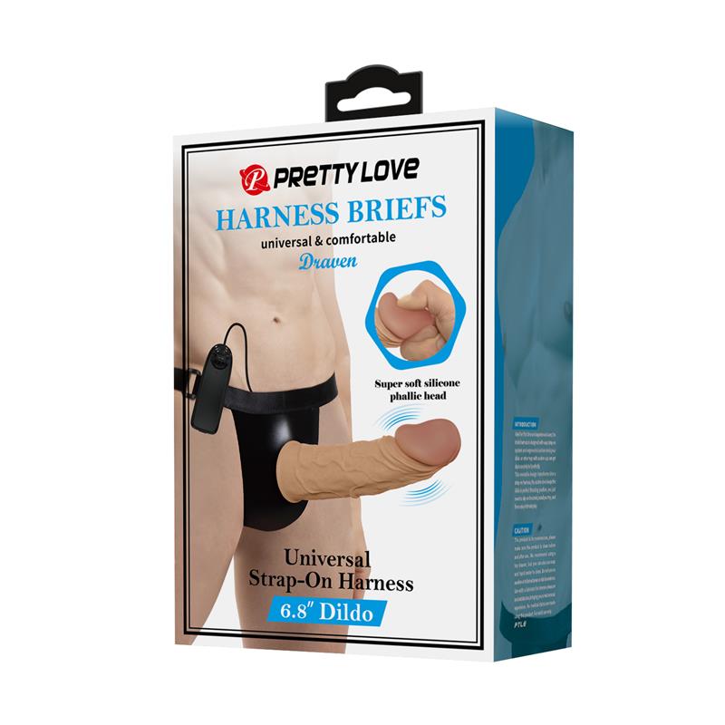 PRETTYLOVE - DRAVEN ARNÉS CON DILDO HUECO CON VIBRACIÓN