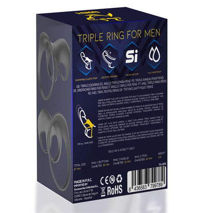 MINOTHOR - DRIADE ANILLO TRIPLE PARA HOMBRE SILICONA
