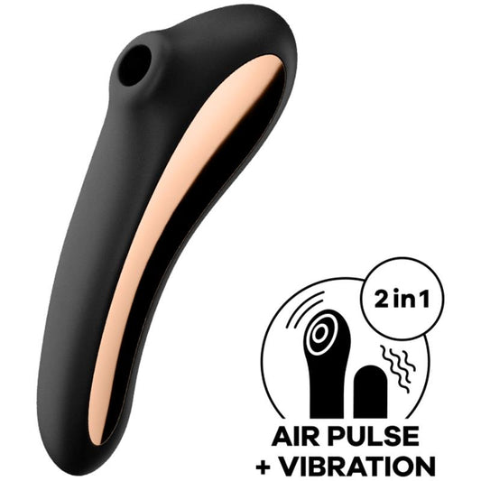 SATISFYER - DUAL KISS SUCCIONADOR Y VIBRADOR 2 EN 1 NEGRO