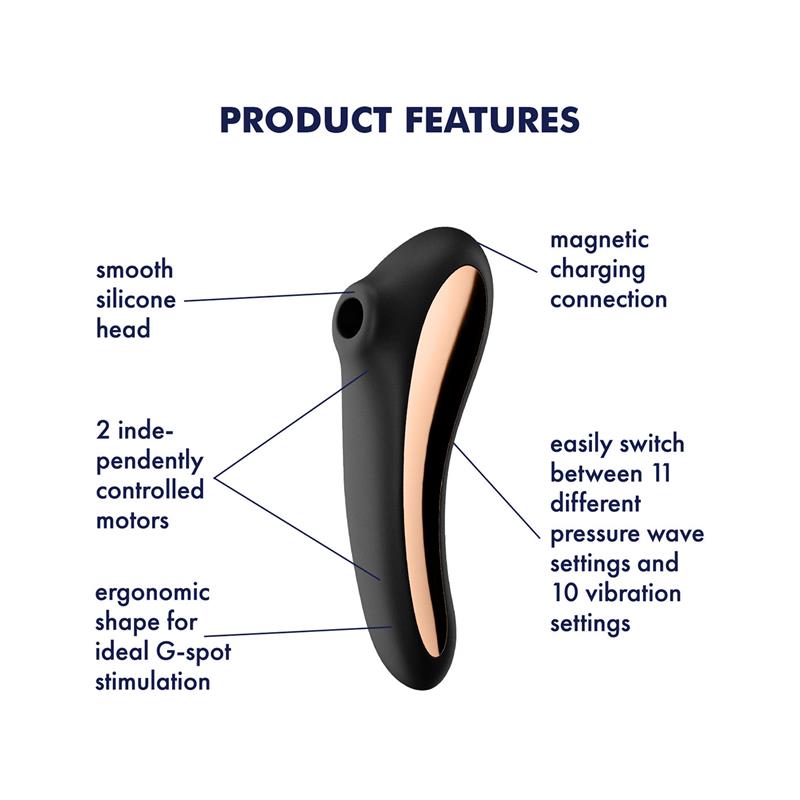 SATISFYER - DUAL KISS SUCCIONADOR Y VIBRADOR 2 EN 1 NEGRO