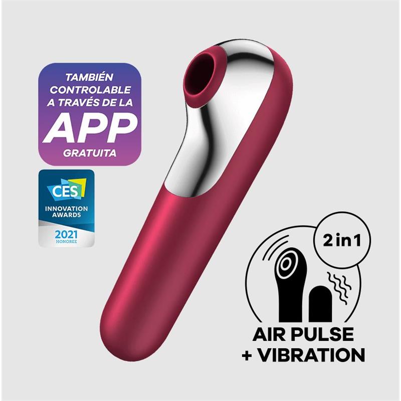 SATISFYER - DUAL LOVE VIBRADOR Y SUCCIONADOR CON AIRE PULSADO ROJO
