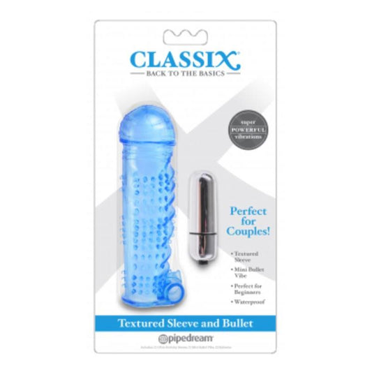 CLASSIX - DUO FUNDA TEXTURIZADA Y MINI BALA AZUL
