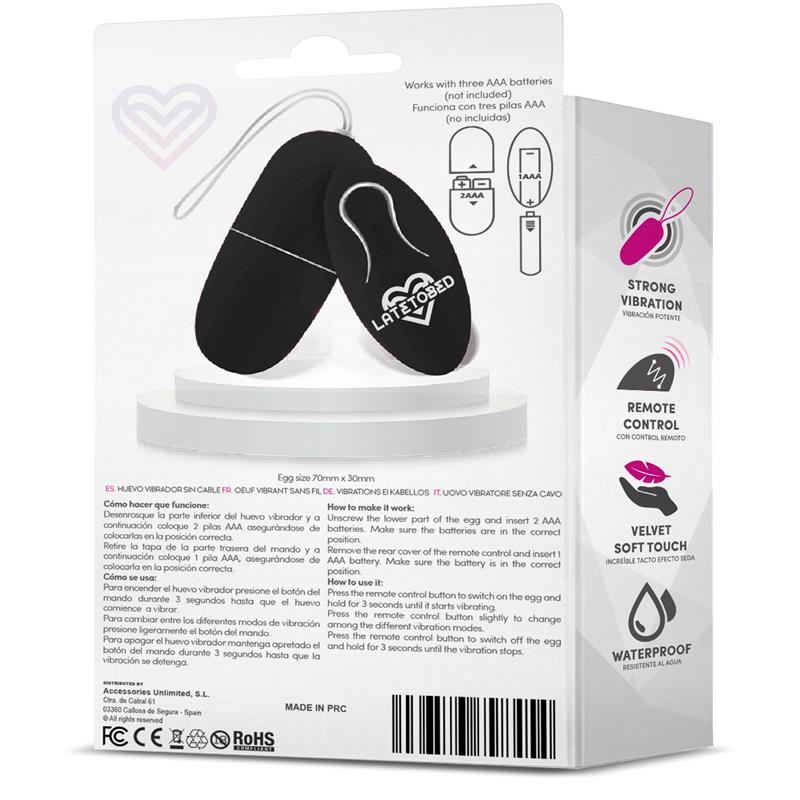 LATETOBED - ECOBLACK HUEVO VIBRADOR CON CONTROL REMOTO