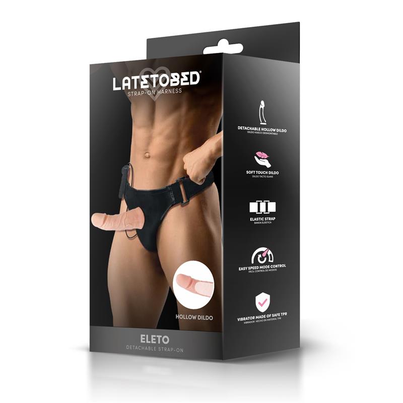 HARNESS COLLECTION LATETOBED - ELETO ARNÉS CON DILDO HUECO DESMONTABLE, VIBRACIÓN Y CONTROL REMOTO
