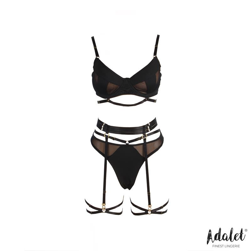 ADALET LINGERIE - ELLIE SET SUJETADOR, TANGA, LIGUERO Y LIGAS