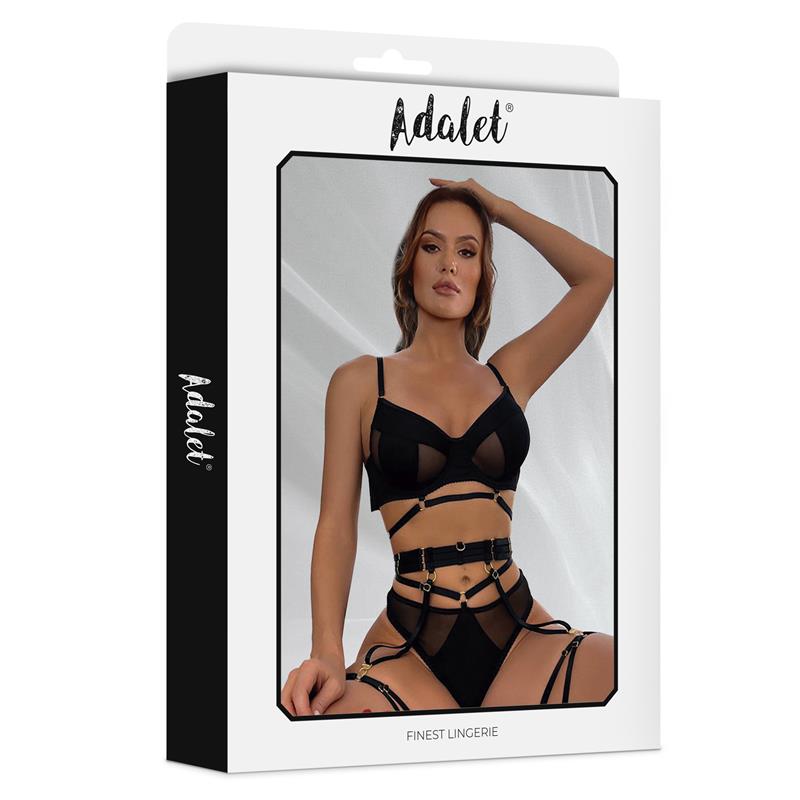 ADALET LINGERIE - ELLIE SET SUJETADOR, TANGA, LIGUERO Y LIGAS