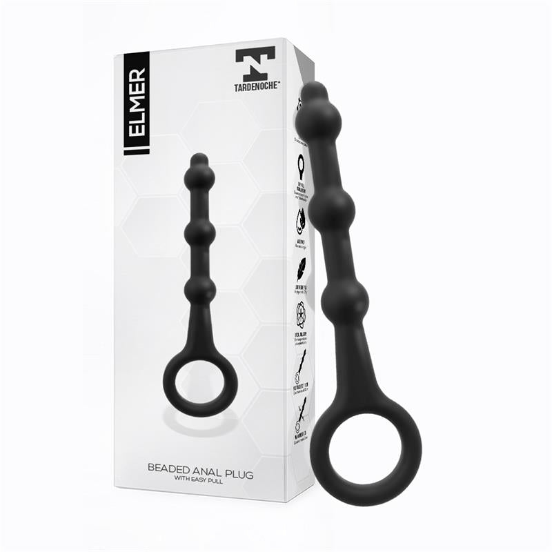 TARDENOCHE - ELMER PLUG ANAL CON ARO DE FÁCIL EXTRACCIÓN SILICONA NEGRO